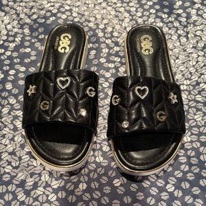 CBG Black Quilted Slide Sandals